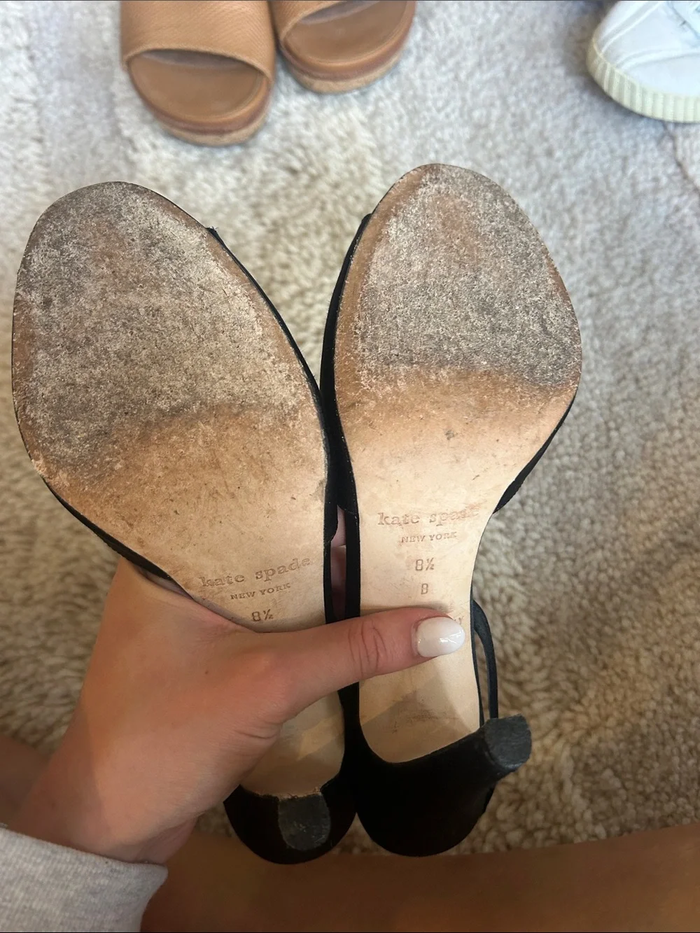 *can’t ship until 05/16* kate spade Black Satin Knot Peep-Toe Slingback Heels - Picture 3 of 3